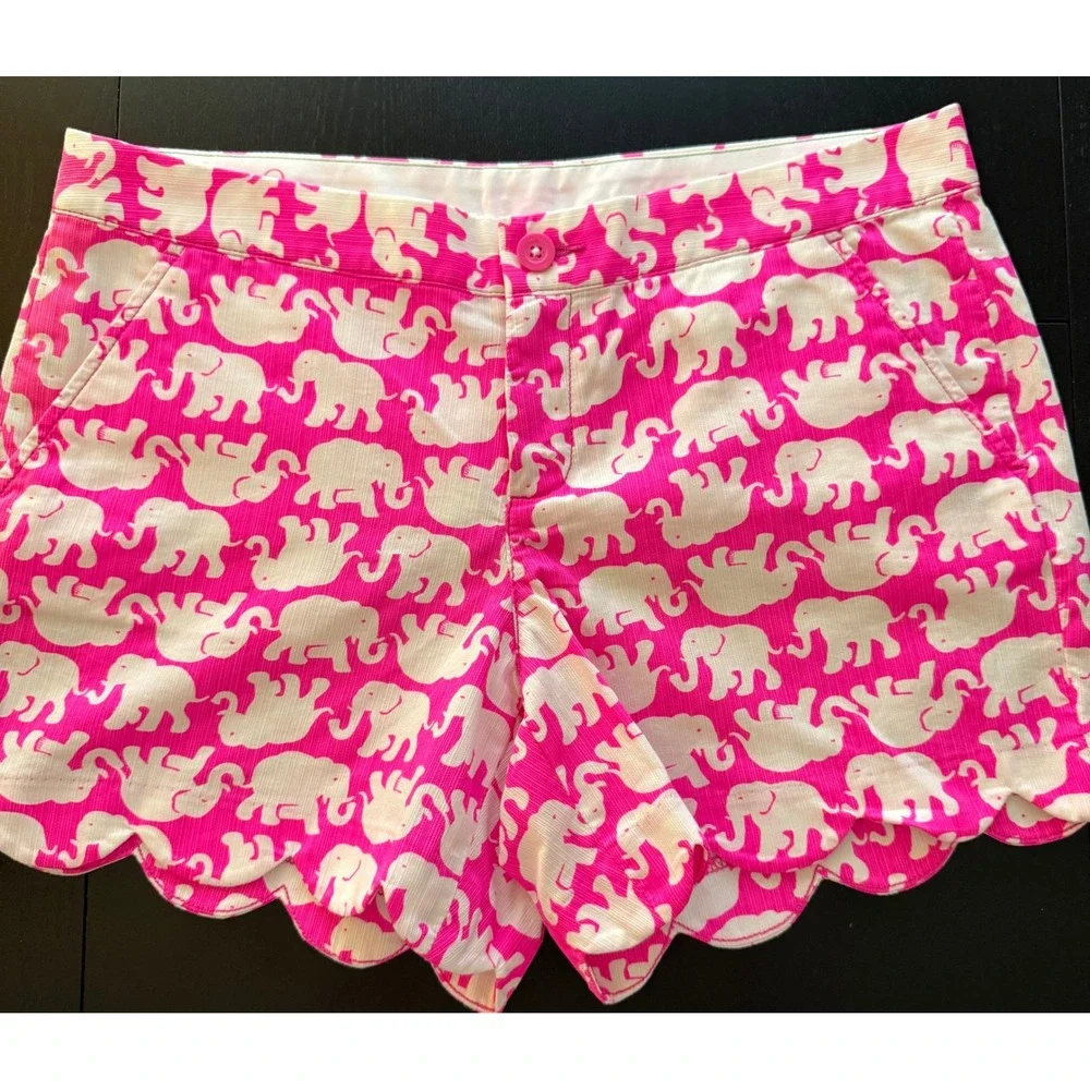 Lilly Pulitzer Buttercup Short Womens‎ 6 Elephant Tusk-in Sun Pink Scalloped Hem